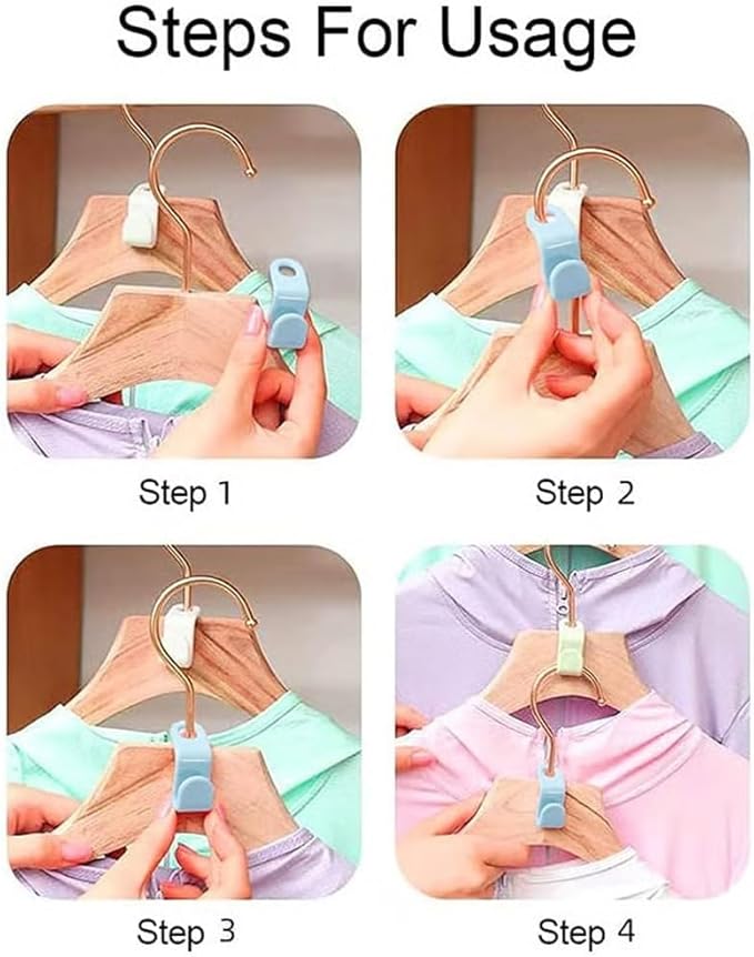 Space-Saving Hanger Connector Hooks - 50 Pack, White, Fits All Standard Hangers, Durable Plastic Hooks for Closets, Dorms, and RVs, No Tools Required