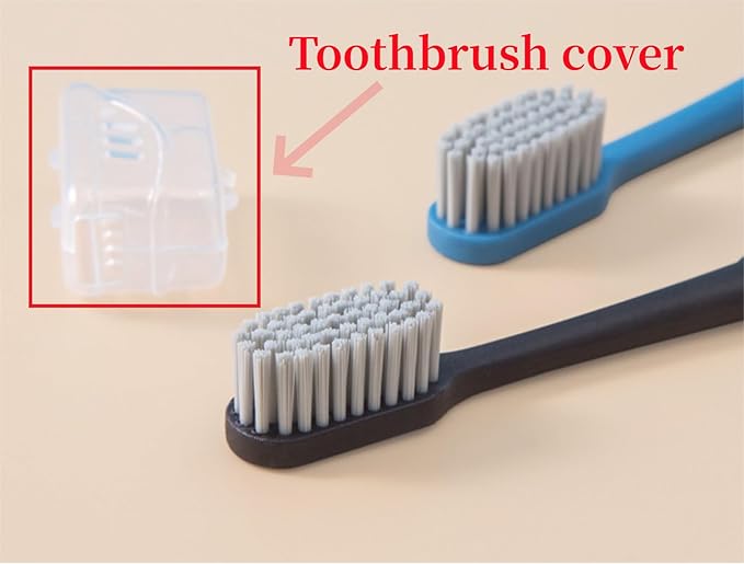 Adult Manual Hard bristled toothbrushes with Cover, Big Head Medium Size,for Cleaning Smoke Stain, Tartar, Coffee Stain, Tea Stain.【Hard Bristle Black toothbrushes,5 Count (Pack of 1)】