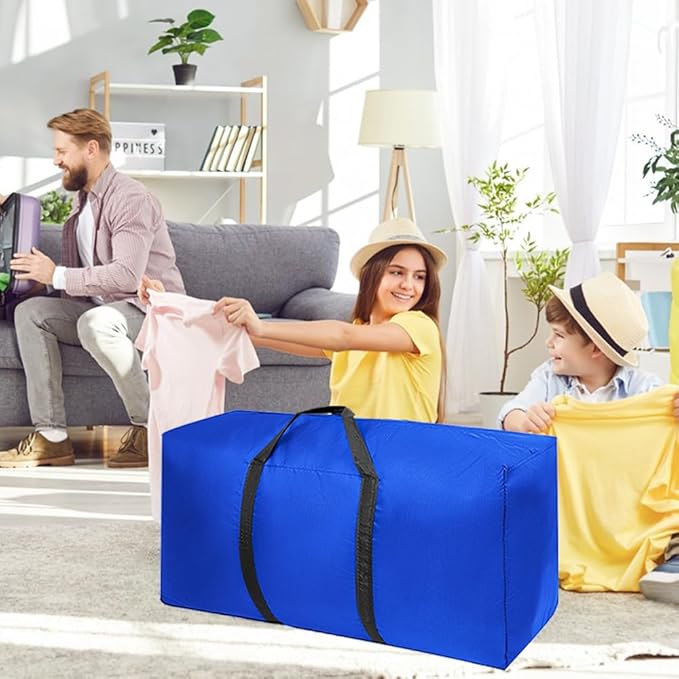 Extra Large Moving Bags with Strong Zippers & Carrying Handles, Storage Bags Storage Totes for Clothes, Moving Supplies, Space Saving Oversized Storage Bag Organizer for Moving, Traveling (4 Pack)
