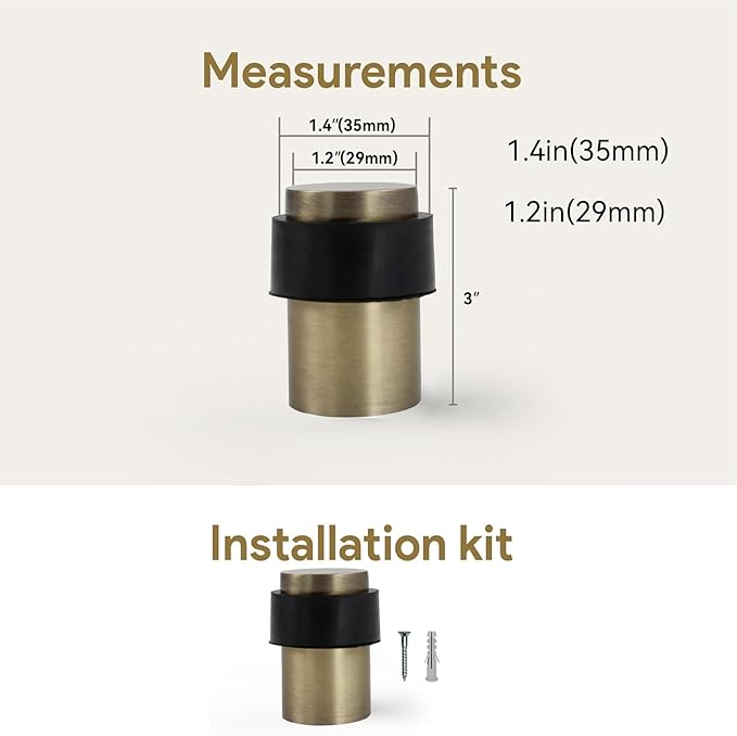 KHTUMEWARE 10 Pack 3 in Floor Door Stopper,Antique Bronze Brushed Door Stop,Wall Protector Commercial Door Bumper Wedge Decorative Cylindrical Install Door stoppers on The Floor