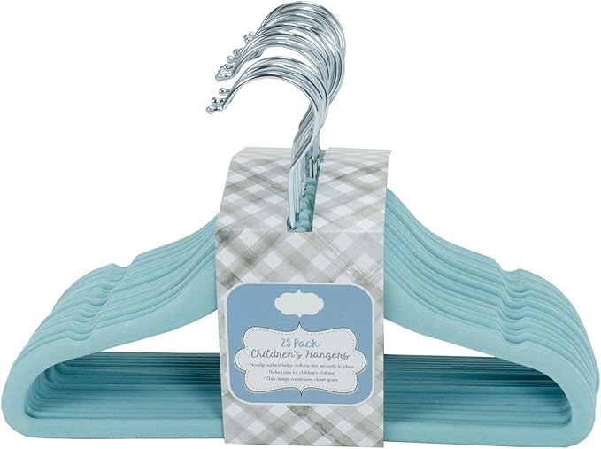 Ultra-Thin Premium Velvet Hangers - Space Saving Clothes Hangers - Non-Slip Hangers for Children - Maximize Closet Space - 25 Pack (Milky Blue)