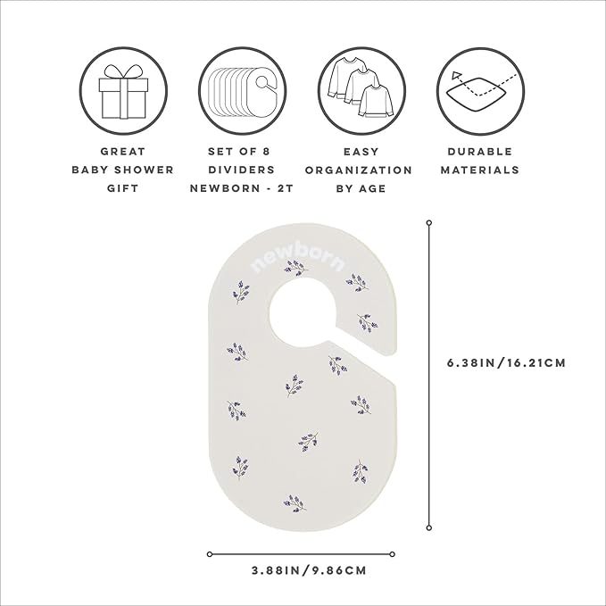 3 Sprouts Baby Closet Dividers Set of 8 - Toddler Clothes Organizer Hanger, Double-Sided Size Labels - Nursery Organization for Newborn Clothing, Infant, Boy & Girl - Blueberry