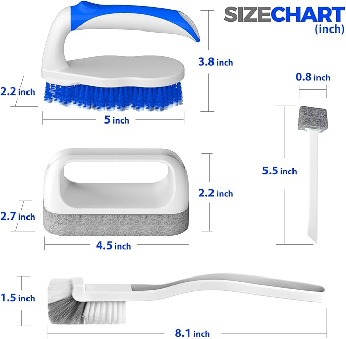 Holikme 7 Pack Deep Cleaning Brush Set, Scrub Brush, Grout Brush, Pool Brush, Scrub Pads with Scraper Tip Scouring Pads, for Pool Walls, Bathroom, Floor, Tub, Shower and Kitchen Surface (Blue)