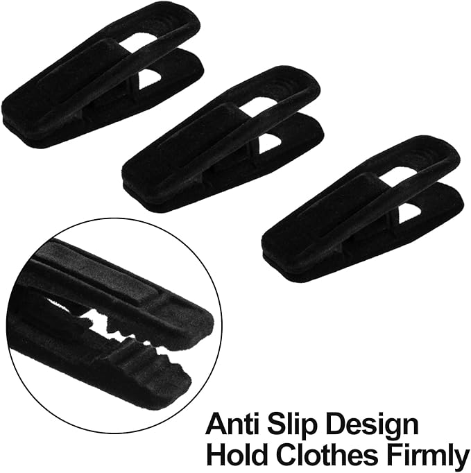 Hanger Clips for Velvet Hangers, 40 Pack Velvet Clips Strong Finger Clips Perfect for Pants, Black