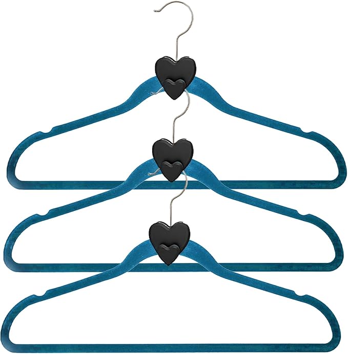 Space Saving Clothes Hanger Connector Hooks, Heavy Duty Hangers Space Saver, Durable Premium Cascading Hanger Hooks for Wardrobe Closet Organizer, 24 Pcs (Heart)