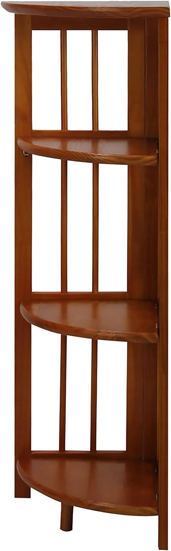 Casual Home 4-Shelf Corner Folding Bookcase, Honey Oak