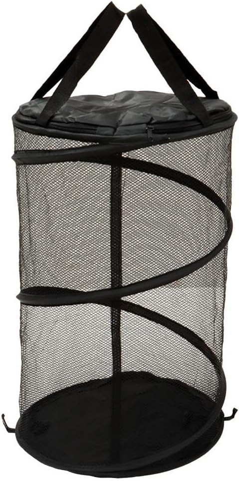 2PCS Large Collapsible Round Popup Laundry Hamper with Lid,Foldable Mesh Hamper with Reinforced Handles and Solid Bottom,White and Black Laundry Basket