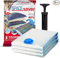 Spacesaver 3 Pack Jumbo Vacuum Storage Bags - 40"x 30 Heavy Duty Blanket Storage Bag with Pump - Space Saver for Clothes, Comforters, and Bedding - Compression Bags to Store Blankets for Travel