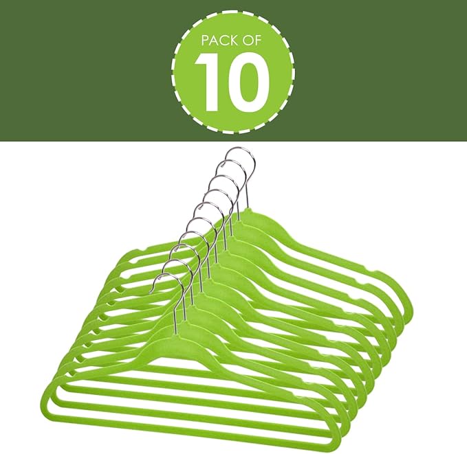 10 PACK VELVET HANGER GREEN