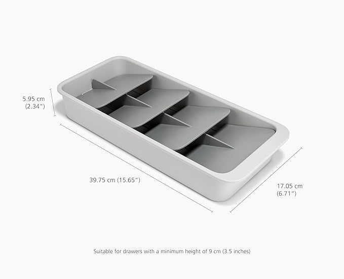 Joseph Joseph DrawerStore Large Tiered Flatware Cutlery Kitchen Drawer Organizer, Holds 48 Pieces, Disassembles for Easy Cleaning, Recycled Plastic