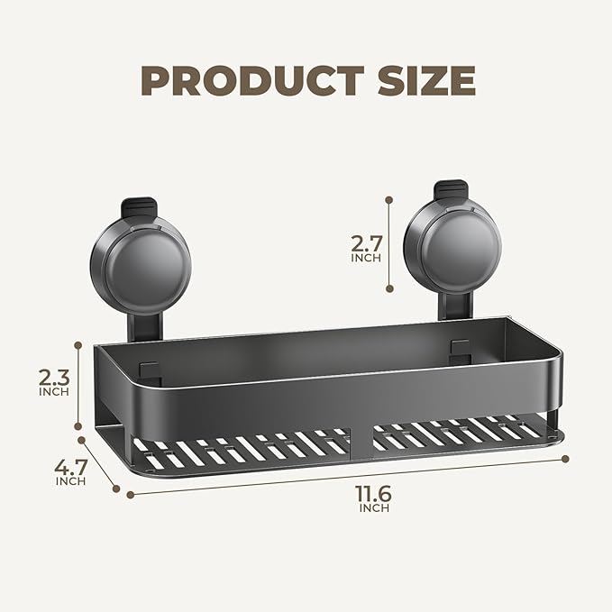 BREIS Suction Cup Spice Rack Organizer, Wall Mounted Spice Shelf for Kitchen, Hanging Seasoning Organizer, No Drill Spice Holder, Space-Saving Spice Organizer for Spice Jars and Seasonings (2 Pack)