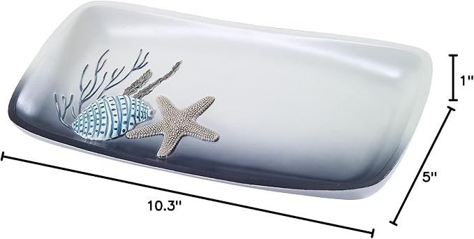 Avanti Linens – Bathroom Accessory, Resin Countertop Accessories, Oceanscape Inspired Bathroom Decor (Blue Lagoon Collection)