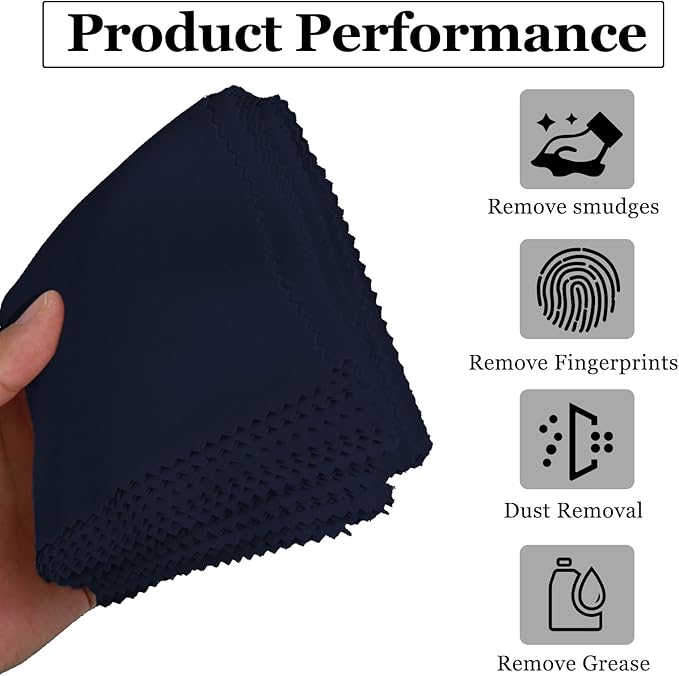 10PCS Suede Microfiber Cloths, 8"×8" Suede Cloth Cleaning Rags, Double-Sided Cleaning Cloths for Car LCD Display, Screens, Glasses, Lenses, Mirrors, Windows, Delicate Surfaces (Black)