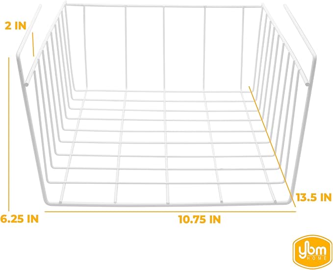 YBM Home Under Shelf Wire Basket Storage Organizer for Kitchen Pantry - Hanging Storage Cabinet Organizer Rack Adds Extra Storage Space Underside the Shelf (1, Medium)