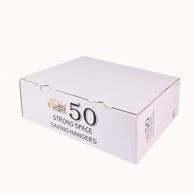 Quality Hangers 50 Pack Plastic Hangers for Clothes - Slim Non-Velvet Hangers with 360° Swivel Chrome Hook & Non Slip Notches - Ideal for Dresses Coats Shirts Jackets & More - Gray