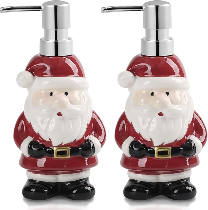 Soap Dispenser 2 Pack Red Ceramic Hand and Dish Soap Dispenser for Kitchen Bathroom
