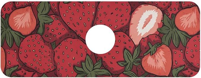 Kitchen Sink Splash Guard 1 PC 14.7 Inch Sink Faucet Mat Splash Guard for Bathroom Countertop Water Absorbent Foldable Cuttable Soft Washable Cartoon Red Strawberry