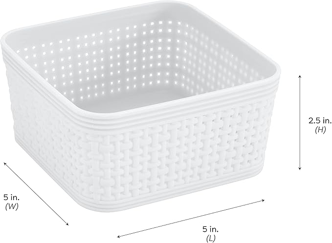 Simplify 6 Piece Organizing Set | Multiple Size Bins | Multipurpose | Office | Desk | Dorm | Bathroom | Storage Basket | Small Items | Accessories | White