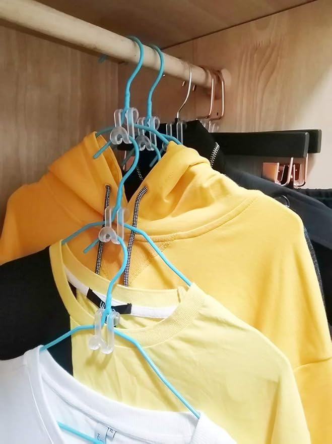 60 Pcs Clothes Hanger Connector Hooks, Mini Cascading Hanger Hooks for Velvet Huggable Hangers, Wooden Hangers, Heavy Duty Space Saving for Closet (Clear)