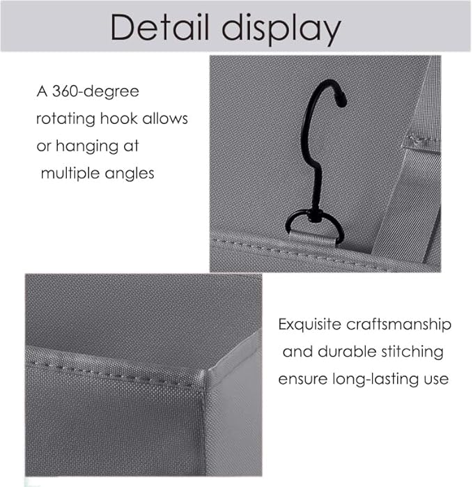 LASAMOLL Bedside Caddy Bedside Storage Organizer,Bed Caddy With Thickened Material Suitable for Homes, Dormitories, Hospitals, Cribs, RVs，Great for Magazines,Books,Remote, Phone (Grey)