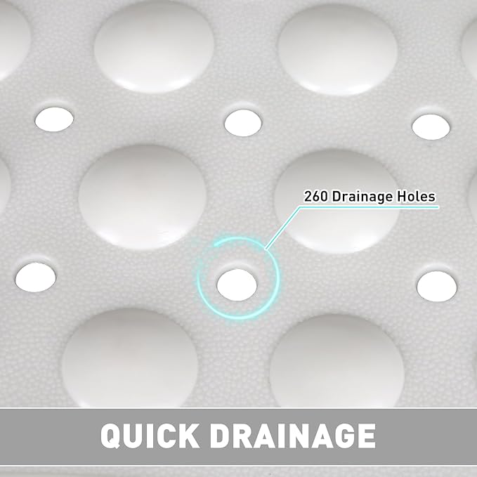 Mofonky Shower Mat Non Slip: 35.4 x 23.6 Inch Extra Large TPE Shower Mats for Inside Shower - Anti Slip Shower Stall Matt with Drain Hole and Suction Cups for Elderly