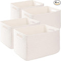4 Pack Storage Baskets for Organizing, Woven Baskets for Shelves - Perfect for Toys, Books, Towels, and Clothes, Durable Gift Basket Bins Toy Storage, 15.7''Lx11.8''Wx7.8''H, White