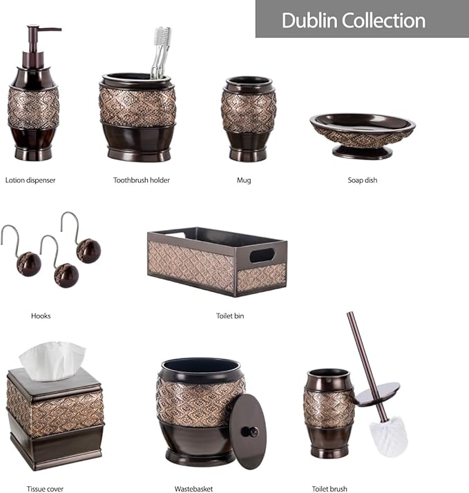 Creative Scents Dublin Brown Countertop Toothbrush Holders for Bathrooms - Decorative Tooth Brush Holder for Bathroom - Toothbrush Organizer for Regular or Electric Toothbrushes and Toothpaste