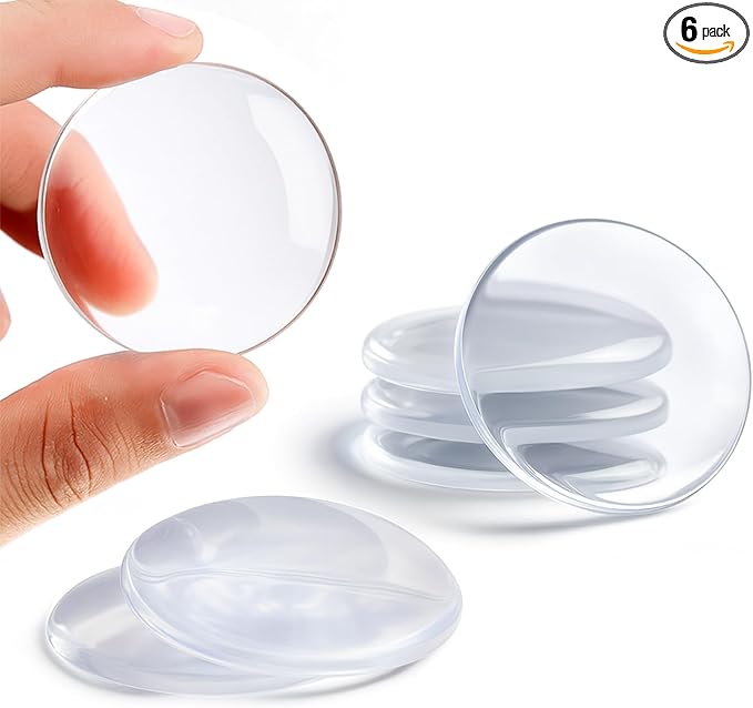 Door Stoppers for Wall, Etybetopstar 6Pack 2" Rubber Door Knob Wall Protectors, Strong Self-Adhesive Door Bumpers for Wall, Quiet & Shock-Absorbing Door Handle Stopper, Clear