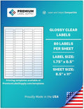 Premium Label Supply Glossy Clear Return Address Labels – 1.75" x .5" – Laser/Inkjet Compatible – (80 per Sheet), 500 Sheets – 40,000 Total Adhesive Labels