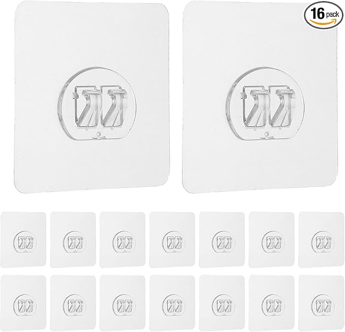 uxcell 16Pcs Shower Caddy Adhesive Replacement, 2.8x2.8 Round No Drilling Shower Caddy Hook Waterproof Adhesive Wall Hooks for Bathroom Soap Holder Kitchen Racks, Clear 1 Hook
