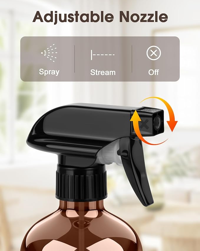 Glass Spray Bottle with Silicone Sleeve Protection, Amber Glass Spray Bottle Set for Window Cleaner Aromatherapy Facial Hydration Watering Flowers Hair Care 2 Pack/16 oz (White & Orange, 16 oz)