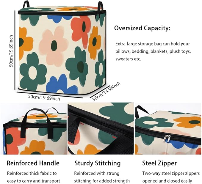 2pcs closet organizers and storage under bed,clothing blanket sweater sheet bedding comforter duvet quilt pillow toy storage bags with lids,dorm room essentials for containers 95L