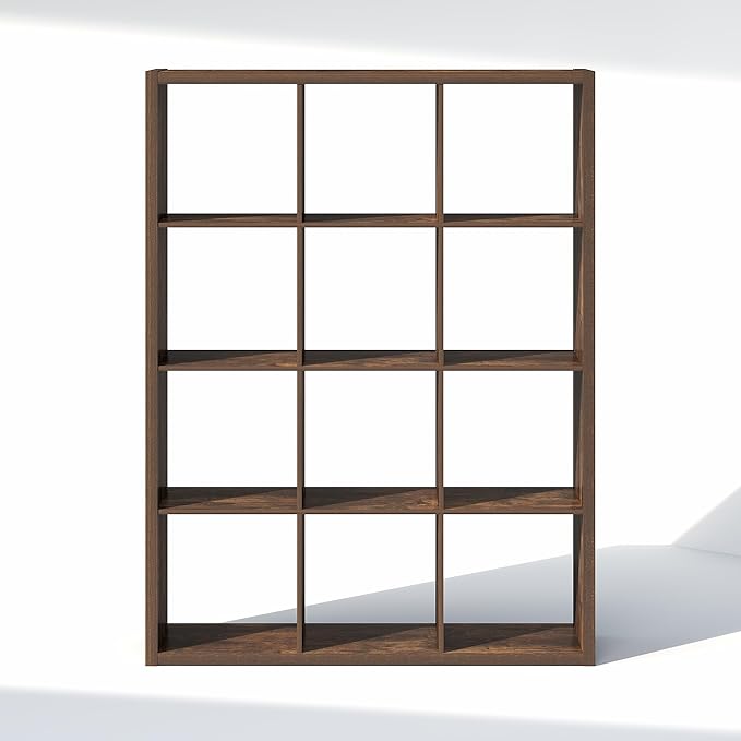 Furinno Cubic Closet Organizers and Storage, 12-Cube Closet Organizer, Open Shelf Closet Storage, Extra Thick Frame for Wardrobe, Bedroom, Living Room, Amber Pine