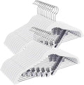 Korpai 24-Pack White Velvet Hangers with Clips Adjustable,Outfit Hangers,Heavy-Duty,Non-Slip,Space Saving, Felt Hanger for Pants, Skirts, Suits,Coats, Dresses ect.