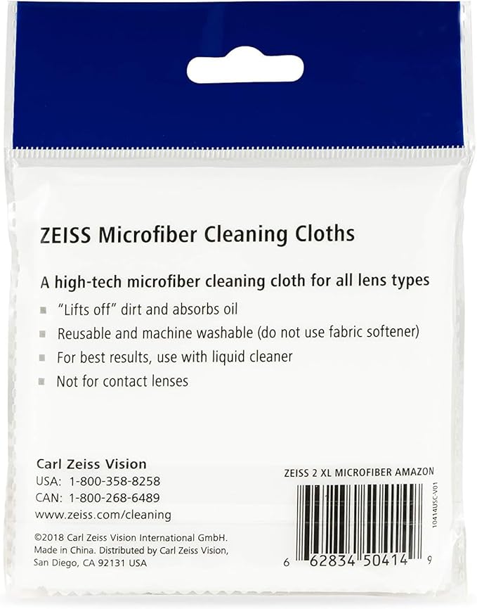 ZEISS MicroFiber Lens Cleaning Cloth (Pack of 2) JUMBO SIZE