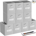 artsdi 13x13 storage cube bins (Set of 10) Foldable Fabric storage cubes with 10 Labels Window Cards & a Pen,13 inch cube storage bins,Closet Organizers for Shelves,Cubby Organizer Boxes,Light Gray