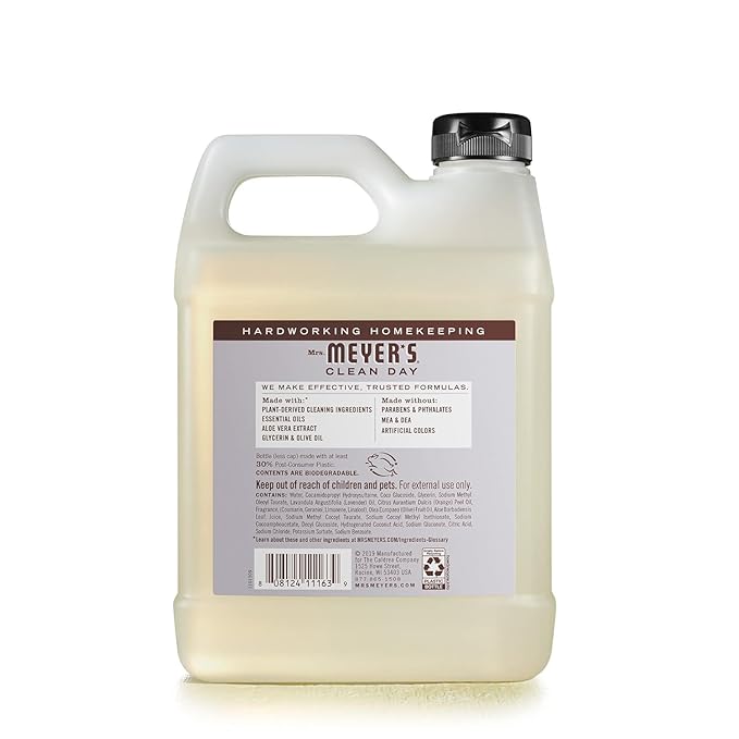 MRS. MEYER'S CLEAN DAY Hand Soap Refill, Made with Essential Oils, Lavender, 33 fl. oz - Pack of 6
