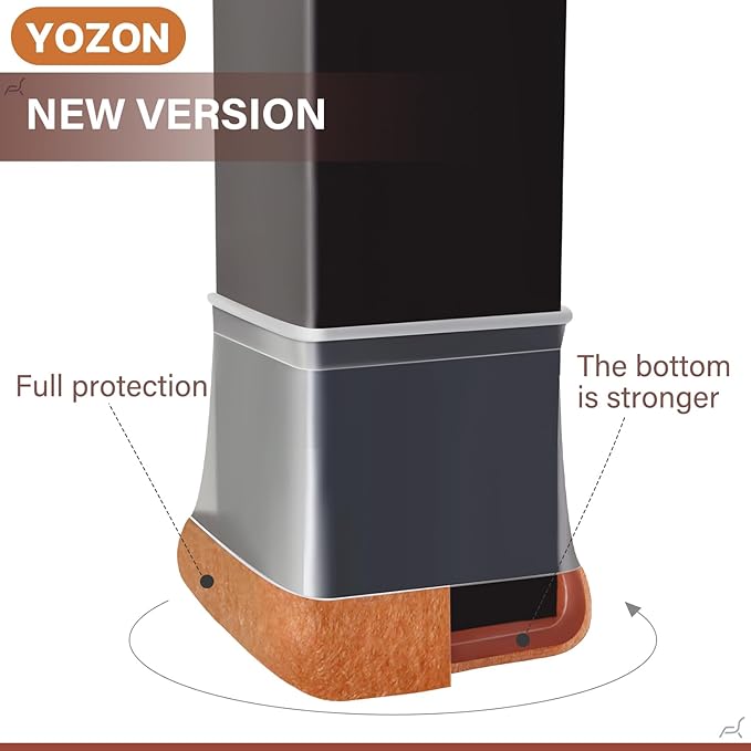 Chair Leg Floor Protectors Chair Leg Protectors for Hardwood Floors Silicone Caps Felt Strengthen Bottom Protection Anti-Scratch Reduce Noise 32 Pack Clear Square XL Fit:1-1/2" to 1-3/4" (38-44mm)