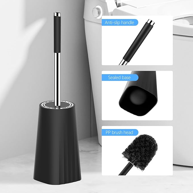 SetSail Toilet Brush, Compact Size Toilet Bowl Brush and Holder Toilet Brushes for Bathroom with Stainless Steel Handle Toilet Cleaner Brush with Durable Scrubbing Bristles, 4 Packs