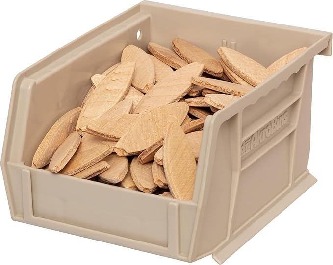 Akro-Mils 30210 AkroBins Plastic Storage Bins, Space-Saving Stackable Bins for Garage, Pantry, Craft Organization, 5-Inch x 4-Inch x 3-Inch, Stone, 24-Pack