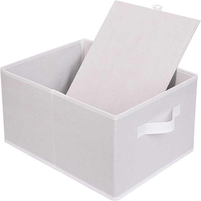 BOMKEE Clothings Collapsible Storage Bins, Foldable Organizers and Storage Baskets Cube Storage Bin for Bedroom Living Room (4 Pack) (White, 15.4x11.4x7.9inch)