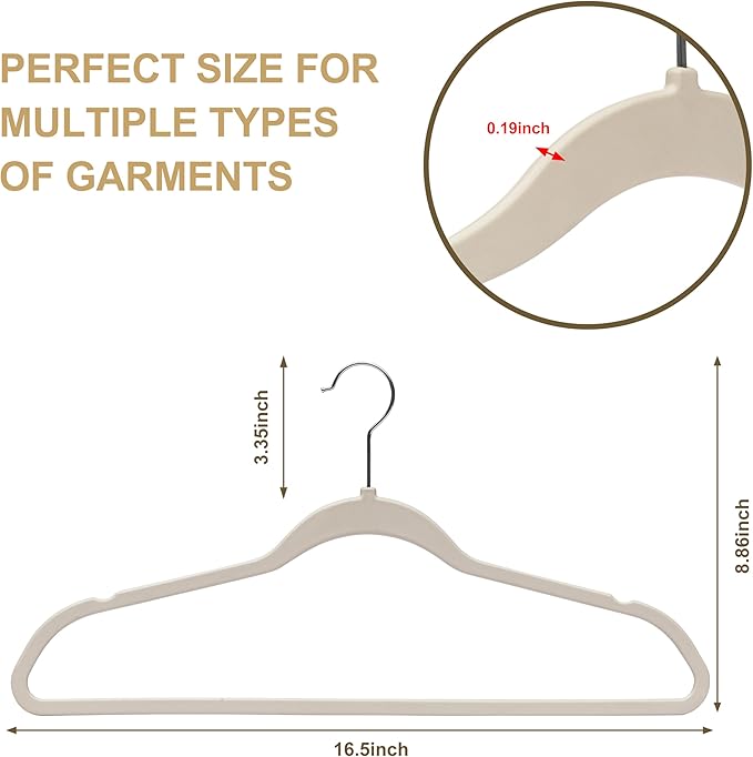 Quality Hangers 200 Pack Slim Plastic Hangers for Clothes - 16.5" Won't Crease Your Clothes, Heavy Duty Non-Velvet Ivory Hangers, 360° Swivel Chrome Hook Dresses Coats Shirts