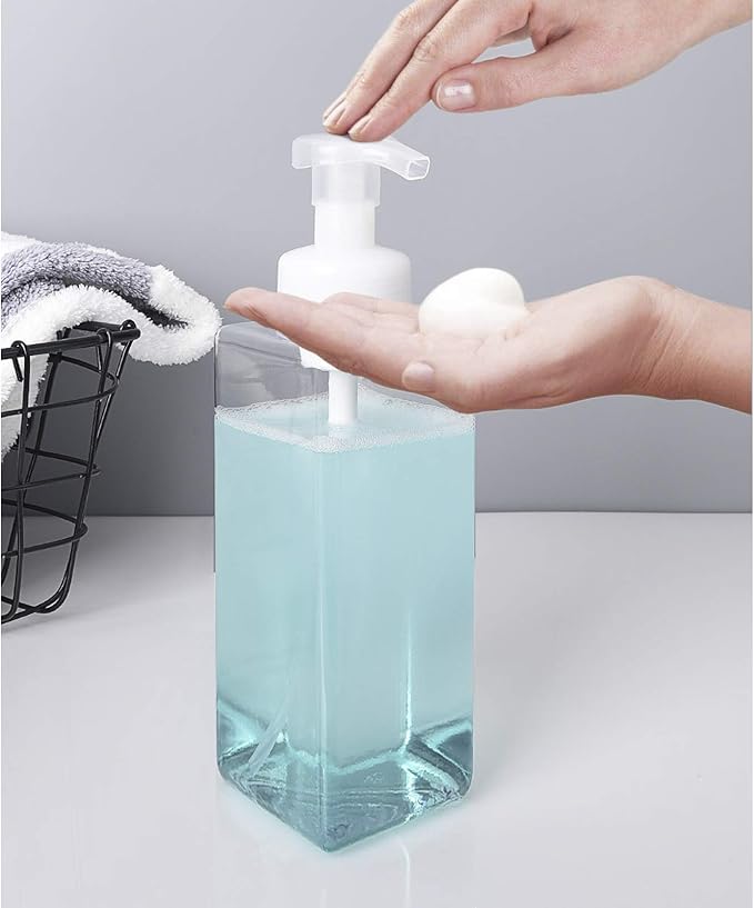 UUJOLY Foaming Soap Dispenser 650ml (22oz) Refillable Plastic Pump Bottle for Liquid Soap, Shampoo, Body Wash (2 Pcs) (Clear)