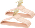 Velvet Hangers 60 Pack Heavy Duty - Slim, Non-Slip, Space Saving Hangers with 360° Swivel Gold Hook for Suit, Pants, Coats, Shirts & More - Pink