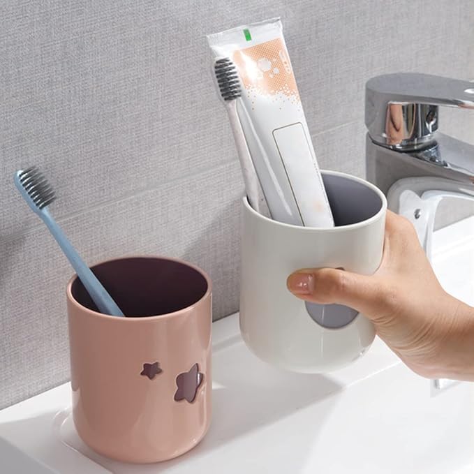 Moon&Stars Couple Toothbrush Cup 2Pcs,13.5ozTwo-Color Thickened Drinking Mug,Exquisite Toothbrush Holder (Moon&Stars)
