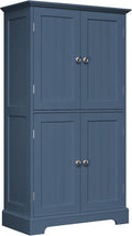 ChooChoo Bathroom Floor Cabinet, Modern Bathroom Storage Cabinet with 4 Doors and Adjustable Shelves, Freestanding Cupboard for Living Room, Blue