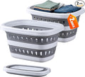 Monozuki Collapsible Plastic Laundry Basket 10.6 gallon(40L) 2pcs Eco-recycled material- Foldable Pop Up Storage Container/Organizer - Space Saving Hamper/Basket BPA Free