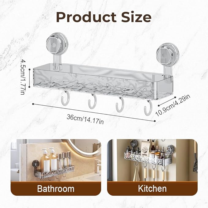 PVZXR Corrugated Suction Cup Storage Holder, 2026 New Movable Shower Shelf Suction Cup,Shower Caddy Large Capacity Bathroom Organizer,No-Drill Wall-Mounted Storage Shelf (Gray)