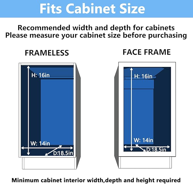 MODCART 2 Tier Individual Pull Out Cabinet Organizer 13½" W x 18" D, Heavy Duty Cabinet Pull Out Shelves, Slide Out Drawers Organization for Kitchen Cabinets Bathroom