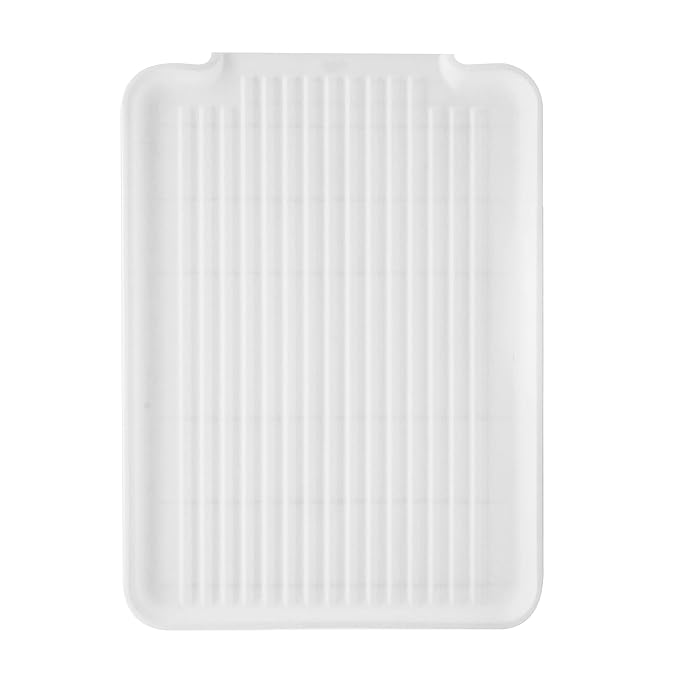 Oggi Dish Drain Board and Drying Rack Tray for Kitchen Counter, Plastic Drainboard with Raised Ridges, 12.75 x 17.25 inches - White